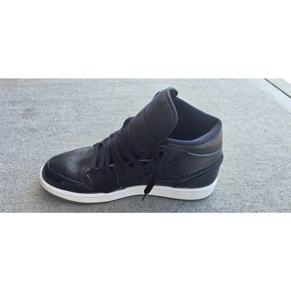 Nike Air Jordan 1 Mid Black Patent Purple Jumpman DV1308-004 Sz 9.5